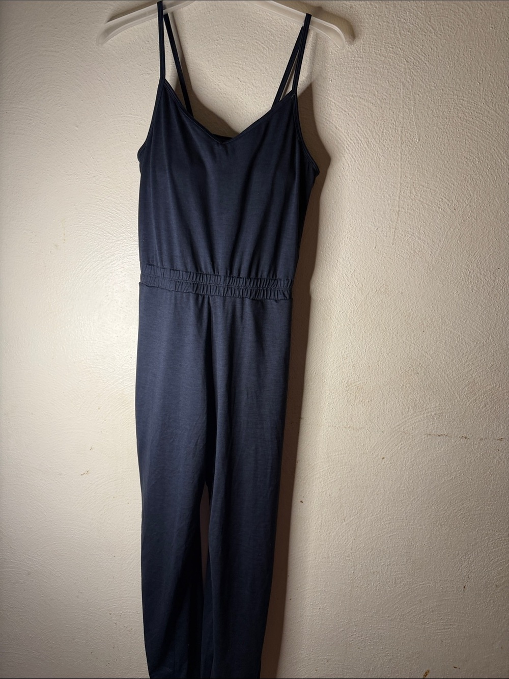 Vuori Navy Spaghetti-Strap Jumpsuit. Small